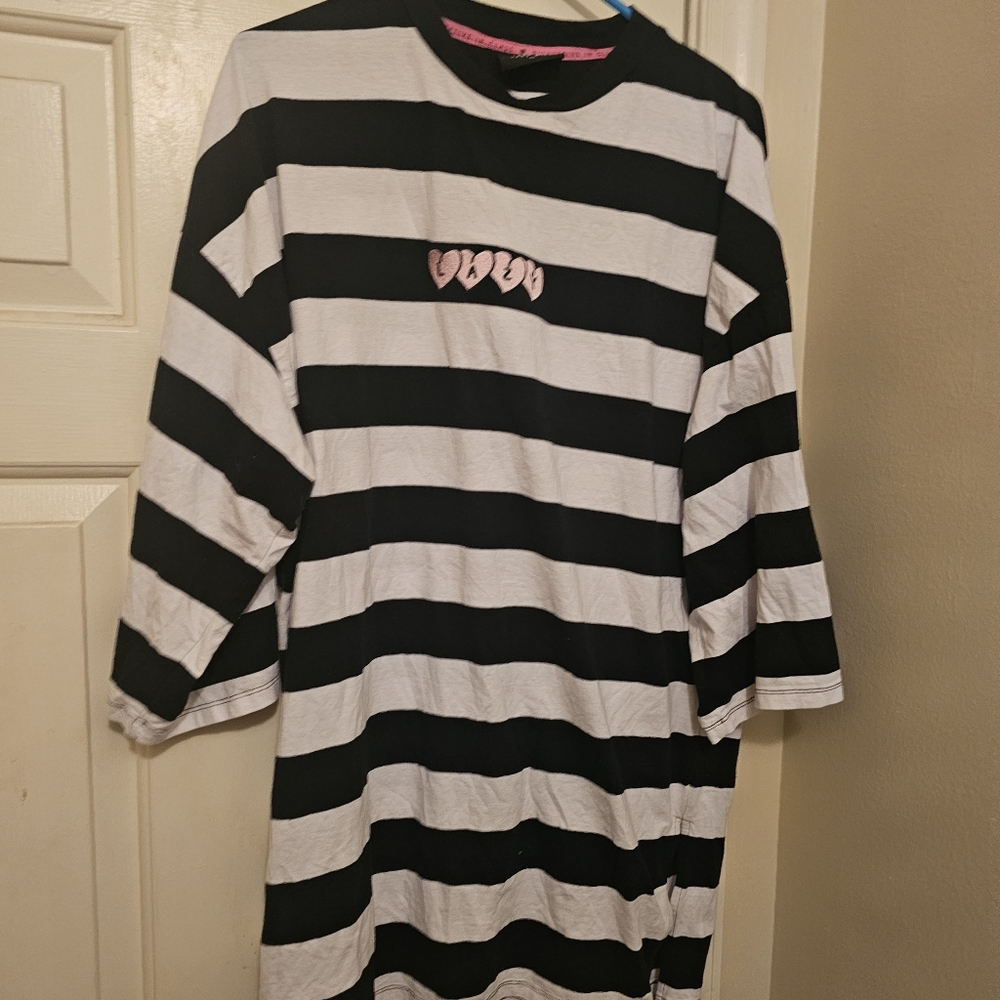 Lazy oaf striped oversized shirt dress